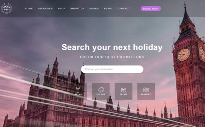 Tours and Travel Website screenshot